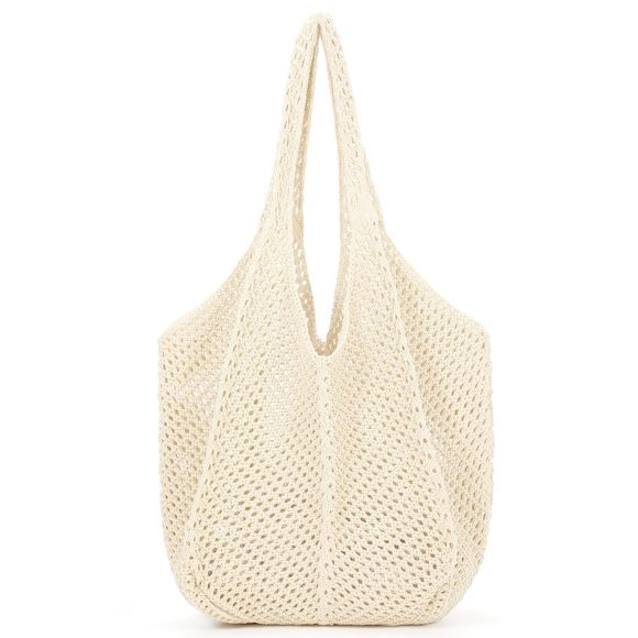 Crochet Tote Bag Cute Crochet Mesh Beach Tote Summer Vacation XD - Picture 1 of 5